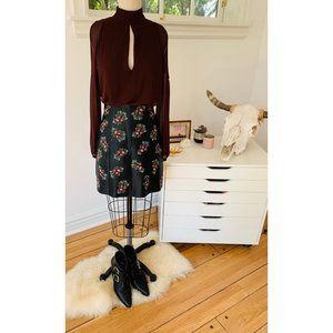 Club Monaco Embroidered Faux Leather Skirt